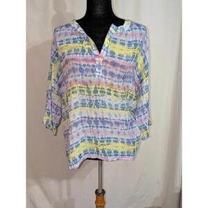 Women's Boho Pastel Tie-Dyed Indonesian Rayon Tunic Sz L